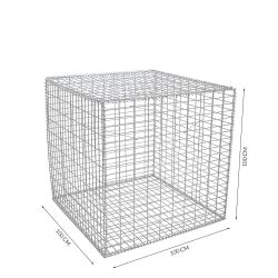 Gabion cage ( 100 cm x 100 cm x 100 cm ) - Maille : Rectangulaire 5 cm x 10 cm - Fixation : Agrafes - Ø de fil : 4 mm