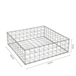 Gabion cage ( 100 cm x 100 cm x 30cm ) - Maille : Carré 10 cm x 10 cm - Fixation : Spirales - Ø de fil : 4 mm