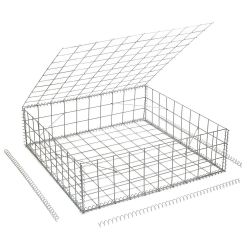 Gabion cage ( 100 cm x 100 cm x 30cm ) - Maille : Carré 10 cm X 10 cm - Fixation : Agrafes - Ø de fil : 4.5 mm