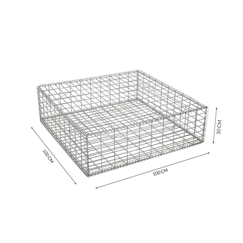 Gabion cage ( 100 cm x 100 cm x 30cm ) - Maille : Rectangulaire 5 cm x 10 cm - Fixation : Agrafes - Ø de fil : 4 mm