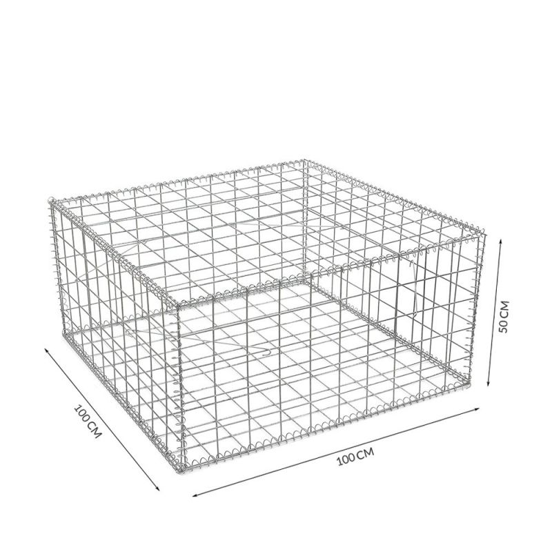 Gabion cage ( 100 cm x 100 cm x 50 cm ) - Maille : Carré 10 cm X 10 cm - Fixation : Agrafes - Ø de fil : 4 mm