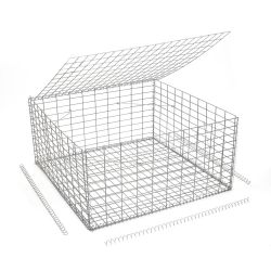 Gabion cage ( 100 cm x 100 cm x 50 cm ) - Maille : Rectangulaire 5 cm x 10 cm - Fixation : Agrafes - Ø de fil : 4 mm