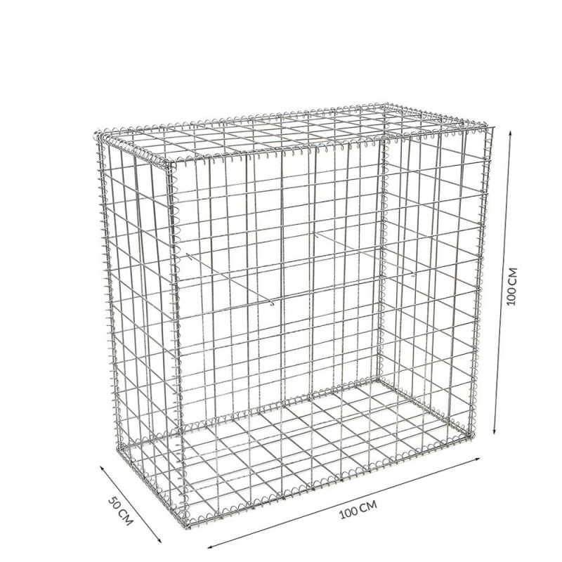 Gabion cage ( 100 cm x 50 cm x  100 cm ) - Maille : Carré 10 cm x 10 cm - Fixation : Spirales - Ø de fil : 4 mm