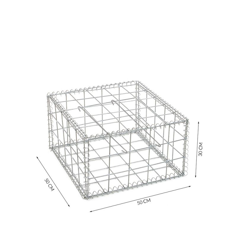 Gabion cage ( 50 cm x 50 cm x 30 cm ) - Maille : Carré 10 cm X 10 cm - Fixation : Agrafes - Ø de fil : 4 mm