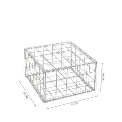 Gabion cage ( 50 cm x 50 cm x 30 cm ) - Maille : Carré 10 cm x 10 cm - Fixation : Spirales - Ø de fil : 4 mm