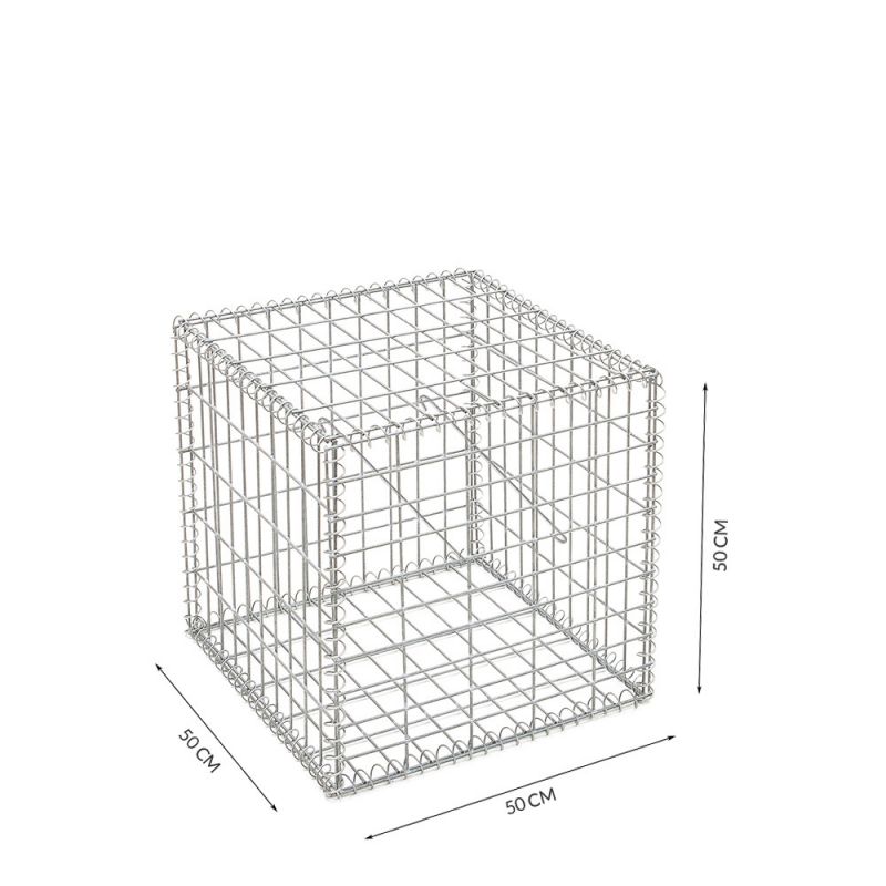 Gabion cage ( 50 cm x 50 cm x 50 cm ) - Maille : Rectangulaire 5 cm x 10 cm - Fixation : Agrafes - Ø de fil : 4 mm