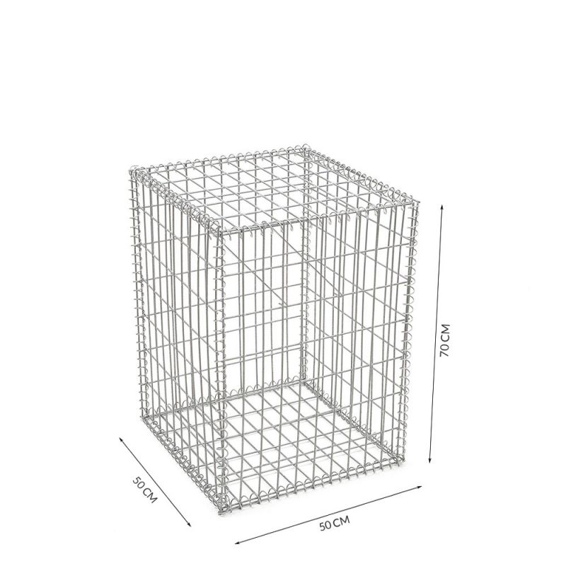 Gabion cage ( 50 cm x 50 cm x 70 cm ) - Maille : Rectangulaire 5 cm x 10 cm - Fixation : Agrafes - Ø de fil : 4 mm