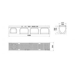 ACO BASICDRAIN 150 BP 1000MM-GRILLE PASSERELLE FONTE - C250