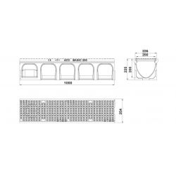 ACO BASICDRAIN 200 BP 1000MM-GRILLE PASSERELLE FONTE - C250