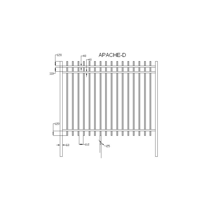 BARREAUDAGE Apache D (double lisse) - h2,50 x l2,50 m - Lisse - Noir