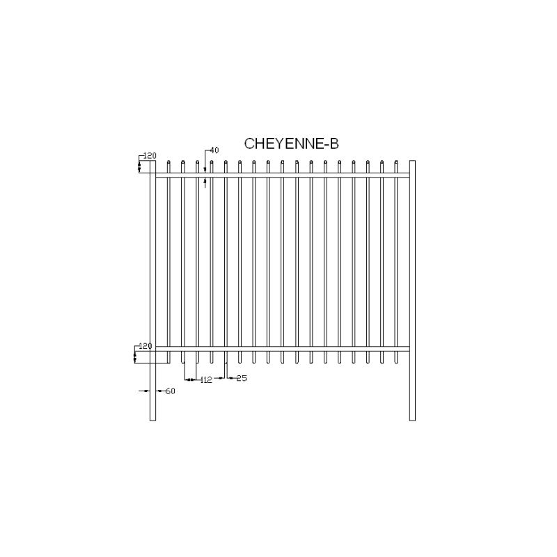 BARREAUDAGE Cheyenne B (standard + biais)- h1,50 x l2,50 m - Lisse - ecartement des barreaux de 110 mm- Vert