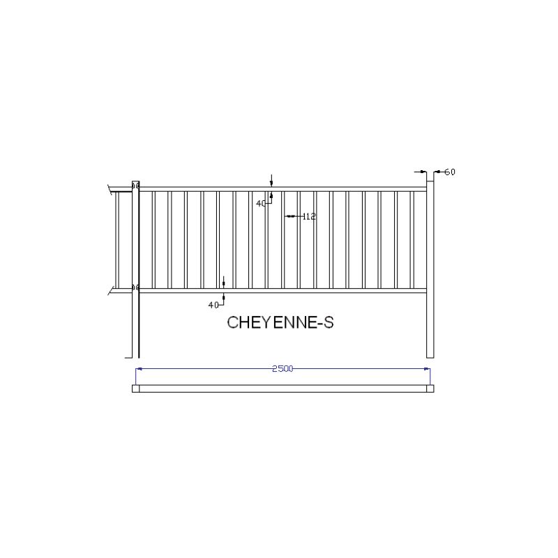 BARREAUDAGE Cheyenne S (non traversant) - h1 x l2,50 m - Lisse - Gris