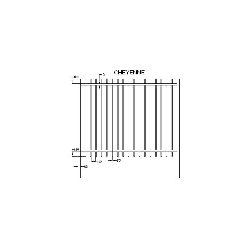 BARREAUDAGE Cheyenne Standard - h1,50 x l2,50 m - Lisse – écartement des barreaux de 110 mm- Vert